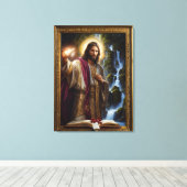 Jesus schrieb im Buch des Lebens Leinwanddruck (Insitu (Holzboden))