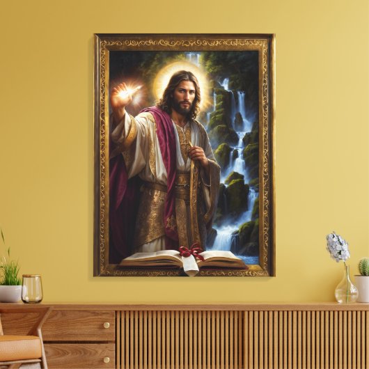 Jesus schrieb im Buch des Lebens Leinwanddruck (Insitu (Wohnzimmer))