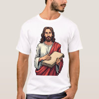 Jesus-Schriftrolle Schrift Vintage-Gravur-T-Shirt