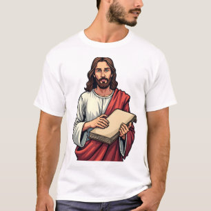 Jesus-Schriftrolle Schrift Vintage-Gravur-T-Shirt  T-Shirt