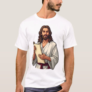 Jesus-Schriftrolle Schrift Vintage-Gravur-T-Shirt T-Shirt