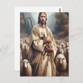 Jesus schützt sein geliebtes Schaf Postkarte (Vorne/Hinten)