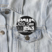 Jesus; Schwarz und Dunkelgrau Streifen Button (Beispiel)