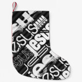 Jesus; Schwarz und Dunkelgrau Streifen Kleiner Weihnachtsstrumpf (Vorderseite)