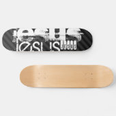 Jesus; Schwarz und Dunkelgrau Streifen Skateboard (Horizontal)