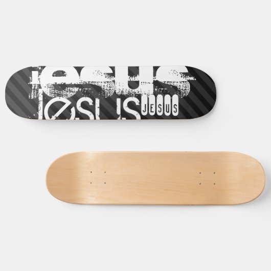 Jesus; Schwarz und Dunkelgrau Streifen Skateboard (Horizontal)