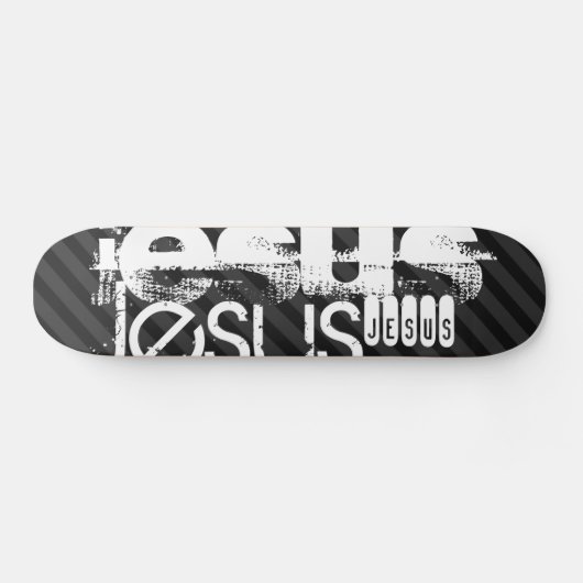 Jesus; Schwarz und Dunkelgrau Streifen Skateboard (Horizontal)