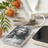 Jesus Schwarz-Weiß-Schlüsselanhänger Schlüsselanhänger (Vorderseite rechts)