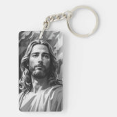 Jesus Schwarz-Weiß-Schlüsselanhänger Schlüsselanhänger (Rückseite)