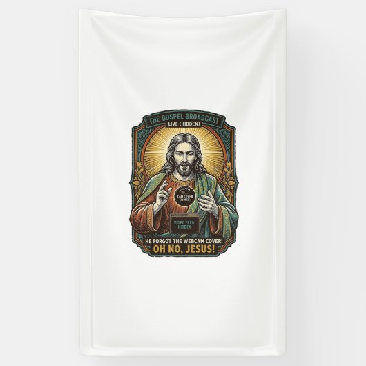 Jesus Schwarzer Bildschirm Vergessene Webcam-Abdec Banner (Vertikal)
