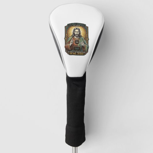 Jesus Schwarzer Bildschirm Vergessene Webcam-Abdec Golf Headcover (Vorderseite)