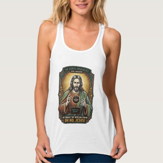 Jesus Schwarzer Bildschirm Vergessene Webcam-Abdec Tank Top (Vorderseite)