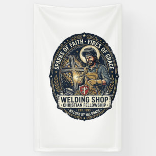 Jesus Schweißer Metallwerkstatt T-Shirt Inspiriere Banner