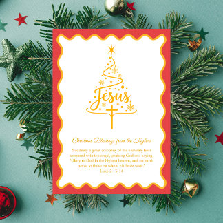 Jesus Script Christmas Tree Blessings Feiertagskarte