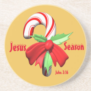 Jesus Season Weihnachts Candy Cane Getränkeuntersetzer