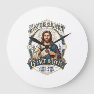 Jesus Second-Hand-Laden Vintage-Jagd-Grafik-T-Shir Große Wanduhr