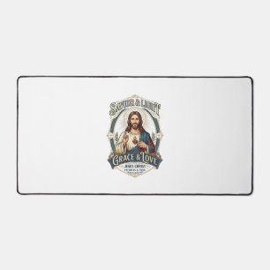 Jesus Second-Hand-Laden Vintage-Jagd-Grafik-T-Shir Schreibtischunterlage