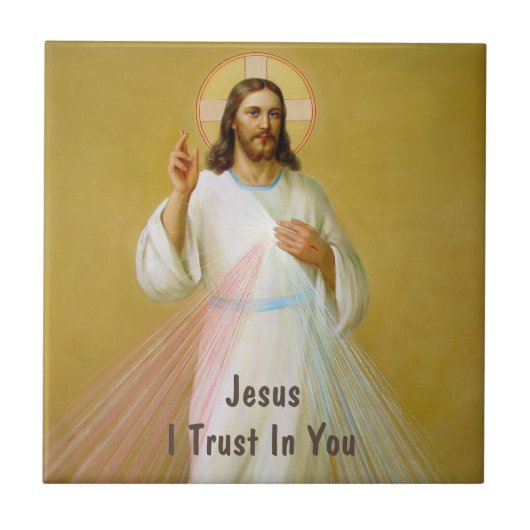 Jesus segne göttliche Barmherzigkeit Ich vertraue Fliese (Vorderseite)