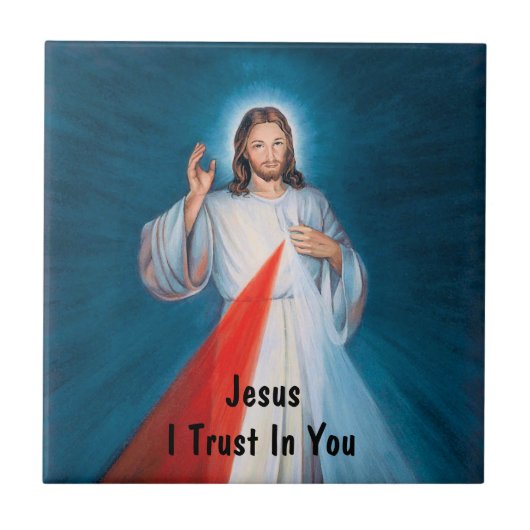 Jesus segne göttliche Barmherzigkeit Ich vertraue Fliese (Vorderseite)