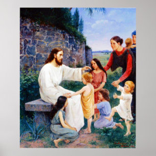 Jesus segnet die Kinder Elin Danielson-Gambogi Poster