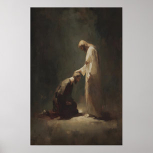 Jesus segnet einen Mann, Christliche Wandkunst, Bi Poster