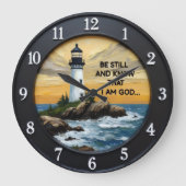 Jesus, sei still Küstenleuchtturm Große Wanduhr (Vorderseite)