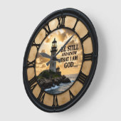 Jesus Sei Still Leuchtturm Große Wanduhr (Winkel)