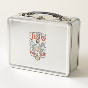 Jesus Seifen Etikett Gewaschen Sauber Jesus Seife  Metall Brotdose