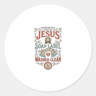 Jesus Seifen Etikett Gewaschen Sauber Jesus Seife Runder Aufkleber