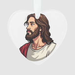 Jesus Seitenprofil Vintage Gravur T-Shirt 2 Ornament