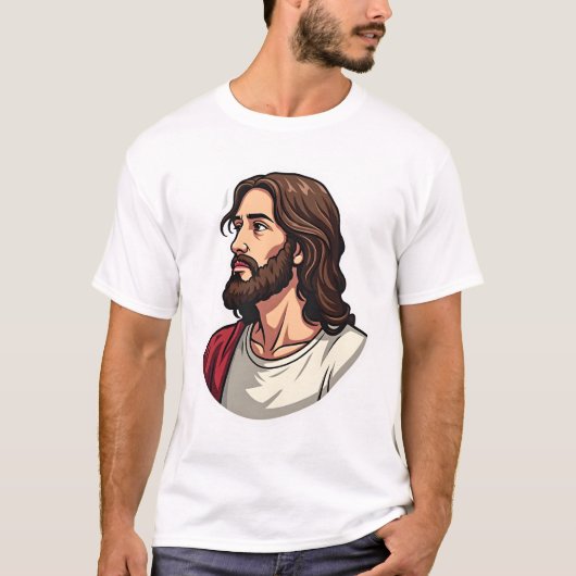 Jesus Seitenprofil Vintage Gravur Tee 2 (Vorderseite)