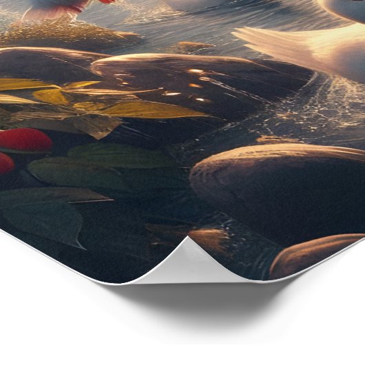 Jesus Serene Heaven of Ducks Poster (Ecke)