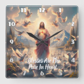 Jesus Serene Heaven of Ducks Quadratische Wanduhr (Vorderseite)
