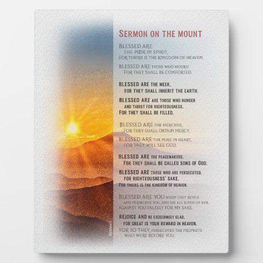 Jesus' Sermon auf dem Berg - Matthew 5 Fotoplatte (Vorderseite)