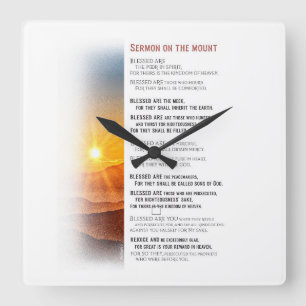 Jesus' Sermon auf dem Berg - Matthew 5 Quadratische Wanduhr