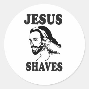 JESUS SHAVES RUNDER AUFKLEBER