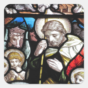 Jesus Shepherd Feste Glaskunst Quadratischer Aufkleber