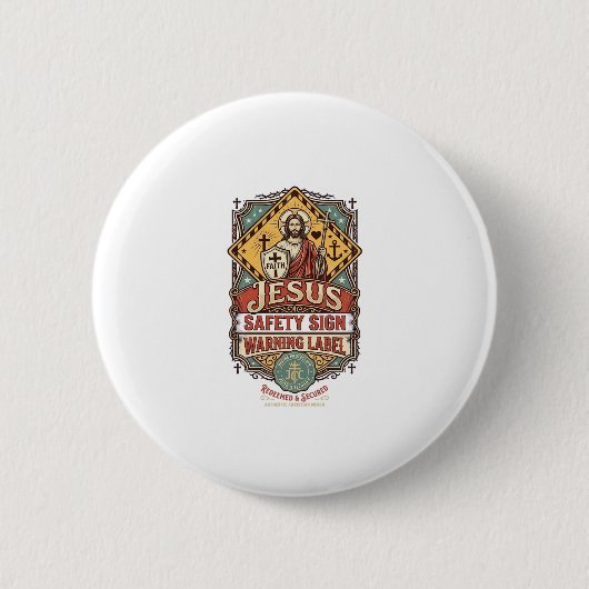 Jesus-Sicherheitsschild Warnschild Jesus-Sicherhei Button (Vorderseite)