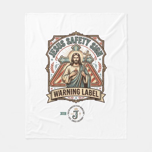 Jesus-Sicherheitsschild Warnschild Jesus-Sicherhei Fleecedecke (Vorderseite)