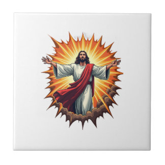 Jesus-Sieg-Burst-Vintage-Stickerei-Shirt Fliese