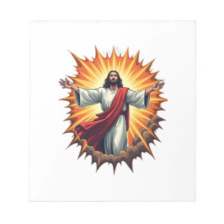 Jesus-Sieg-Burst-Vintage-Stickerei-Shirt Notizblock