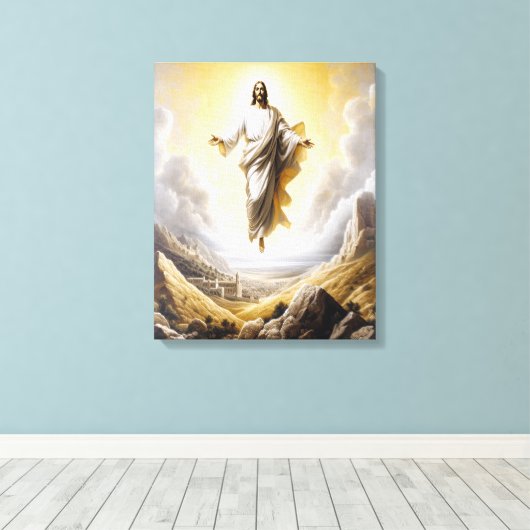 Jesus siegreich am Himmelstor Leinwanddruck (Insitu (Holzboden))