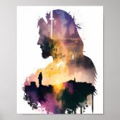 Jesus Silhouette Portrait Printable Poster (Vorne)