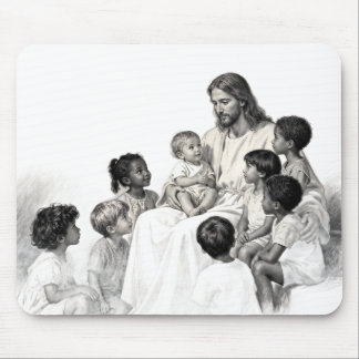 Jesus Sitting with Children Mousepad