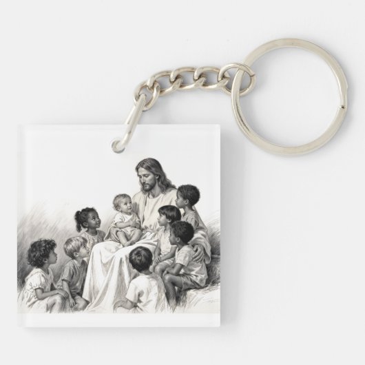 Jesus Sitting with Children Schlüsselanhänger (Rückseite)