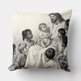 Jesus sitzt mit Kindern Kissen