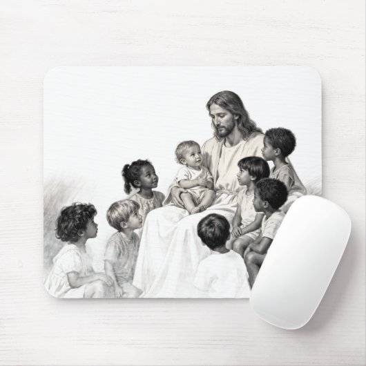Jesus sitzt mit Kindern Mousepad (Mit Mouse)