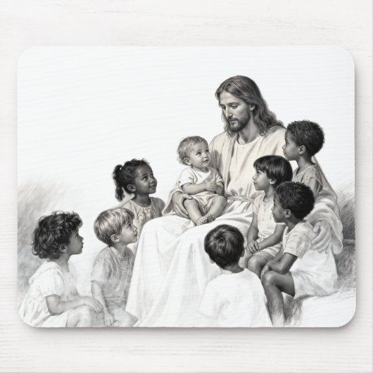 Jesus sitzt mit Kindern Mousepad (Vorne)