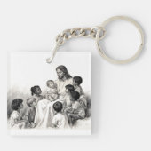Jesus sitzt mit Kindern Schlüsselanhänger (Rückseite)