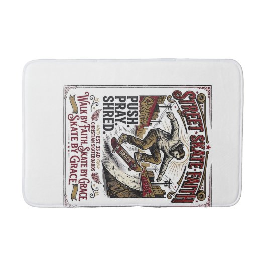 Jesus Skate Longboard-Shirt Christlich Badematte (Vorderseite)